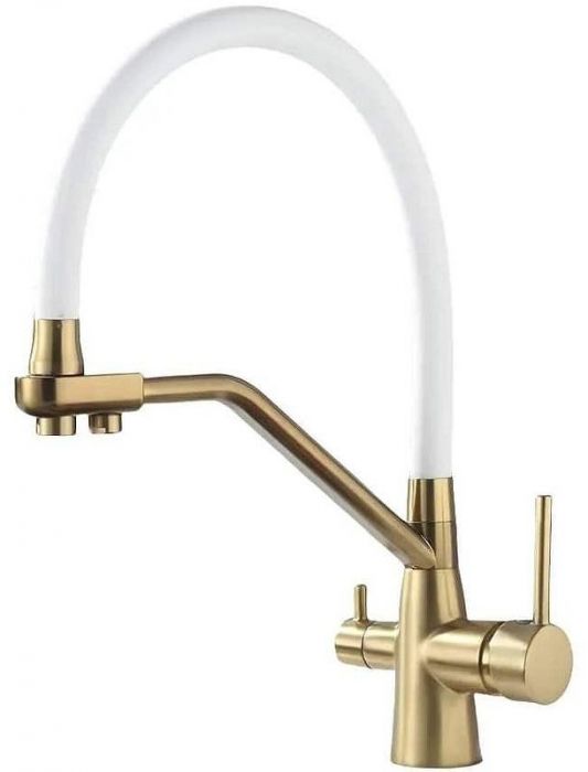Смеситель для кухни Maretti Eleganza Gold ENG31RGF13 Золотой сатин Белый