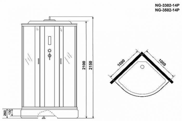 Душевая кабина Niagara Classic 100x100 NG-3502-14P без гидромассажа