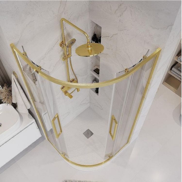 Душевой уголок Grossman Cosmo 100х100 301.K33.02.1010.32.00 профиль Золото сатин стекло прозрачное