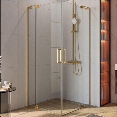 Душевой уголок Cezares Slider 90x90 SLIDER-A-2-80/90-C-BORO профиль Брашированное золото стекло прозрачное