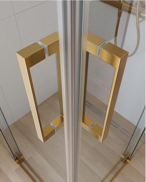 Душевой уголок Cezares Slider 90x90 SLIDER-A-2-80/90-C-BORO профиль Брашированное золото стекло прозрачное