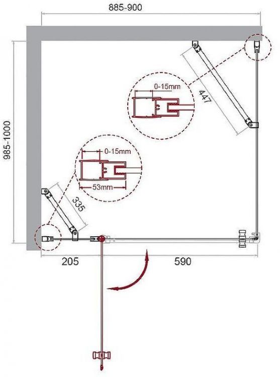 Душевой уголок BelBagno Etna 90х100 ETNA-AH-12-90/100-C-Cr профиль Хром стекло прозрачное