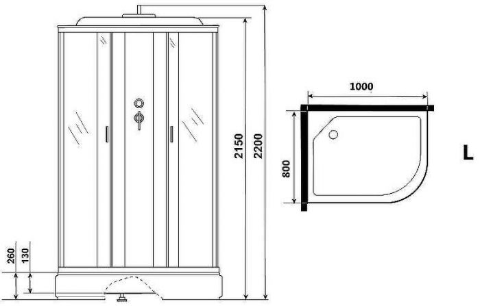 Душевая кабина Niagara Classic 100х80 L NG-33084-14LG с гидромассажем
