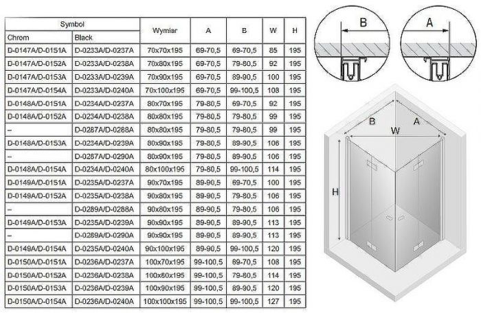 Душевой уголок New Trendy New Soleo Black 90х100 D-0235A/D-0240A профиль Черный стекло прозрачное