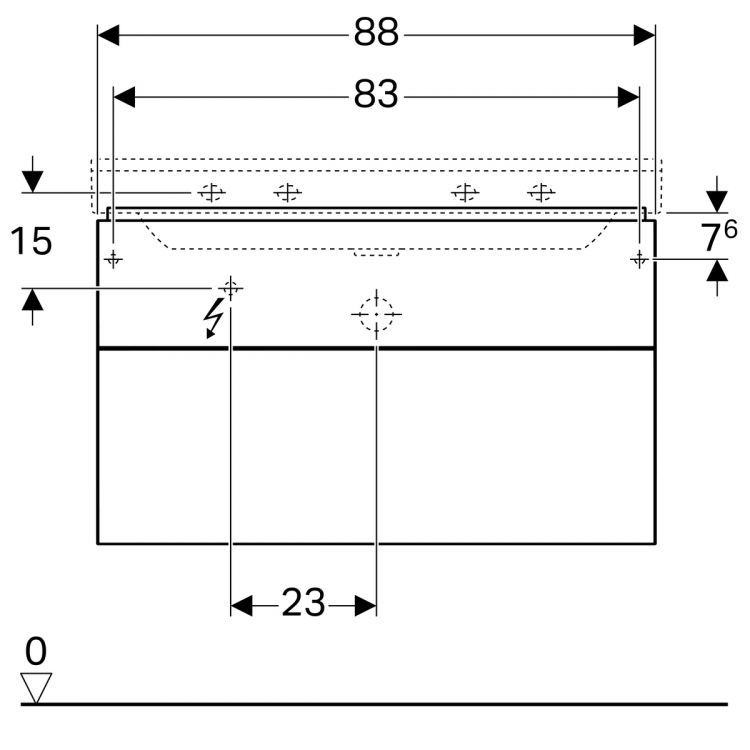 Тумба под раковину Geberit Xeno? 880х530х462 мм, 1 маленький и 1 большой ящики, серый дуб [500.509.43.1]