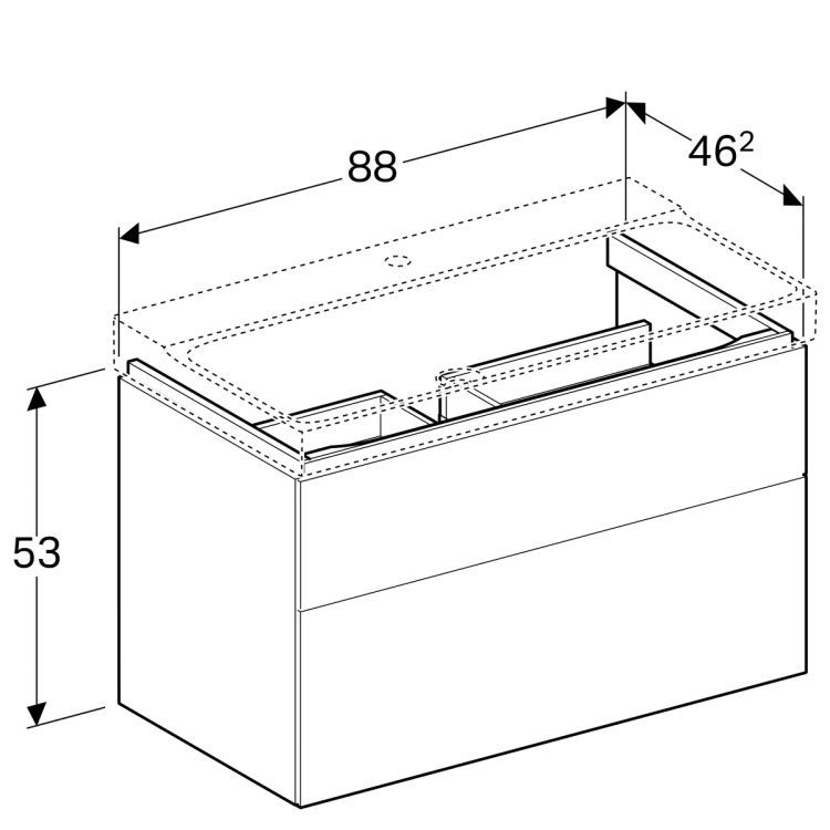 Тумба под раковину Geberit Xeno? 880х530х462 мм, 1 маленький и 1 большой ящики, серый дуб [500.509.43.1]