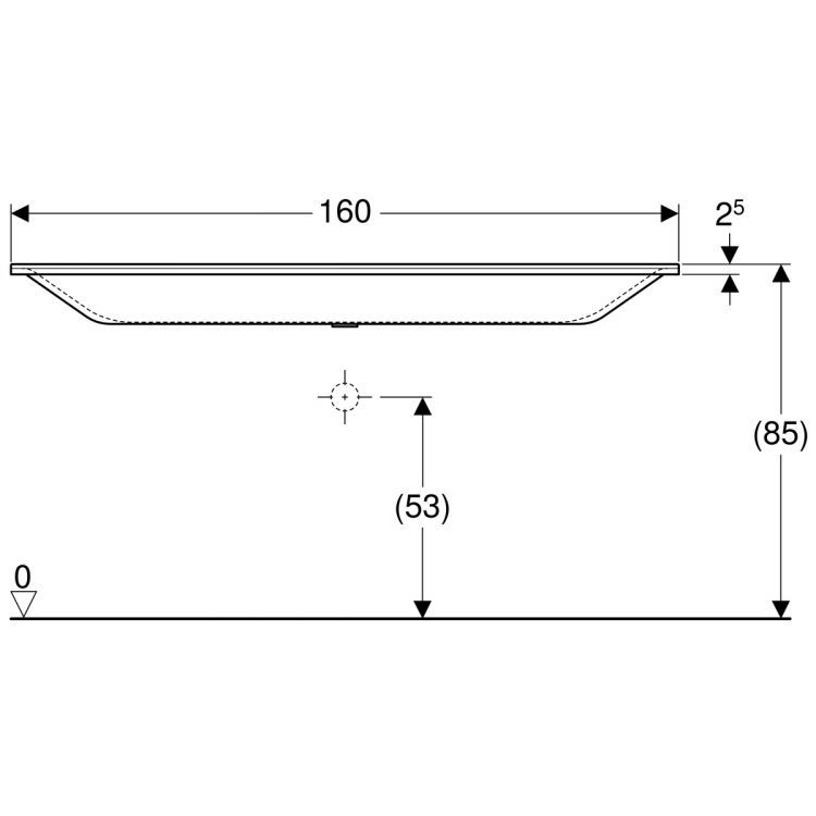 Раковина Geberit Xeno? без отв., без перелива 160х48, из Varicor [500.278.00.1]