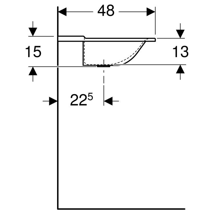 Раковина Geberit Xeno? без отв., без перелива 160х48, из Varicor [500.278.00.1]