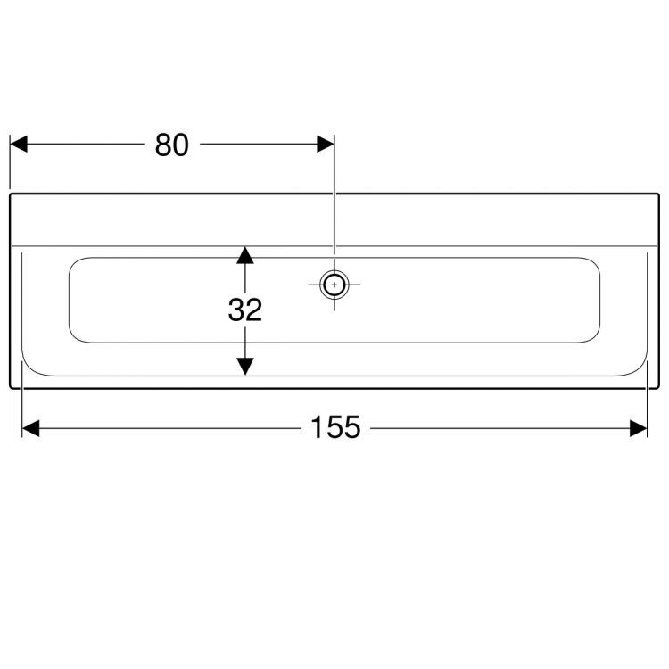Раковина Geberit Xeno? без отв., без перелива 160х48, из Varicor [500.278.00.1]