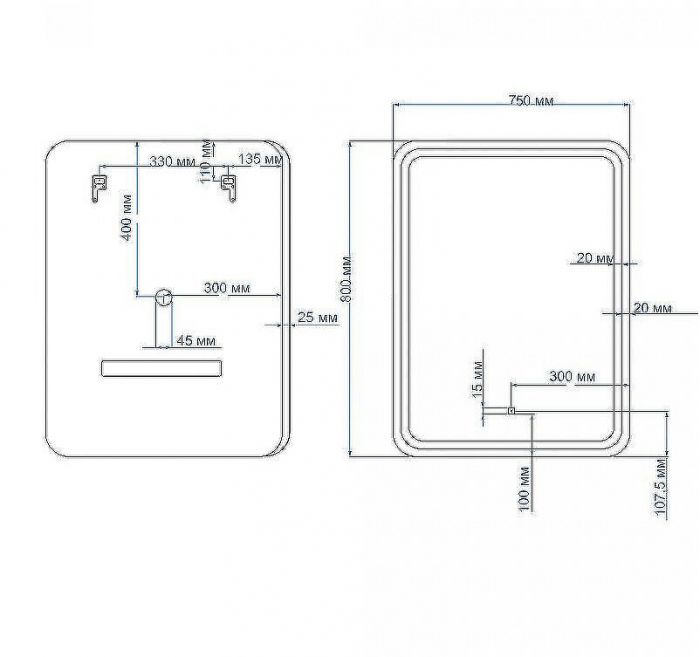 Зеркало Art&Max Latina AM-Lat-750-800-DS-F с подсветкой с сенсорным выключателем