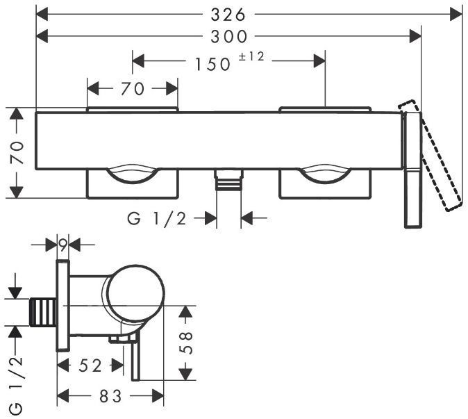 Hansgrohe Tecturis E Смеситель для душа, настенный, цвет: чёрный матовый