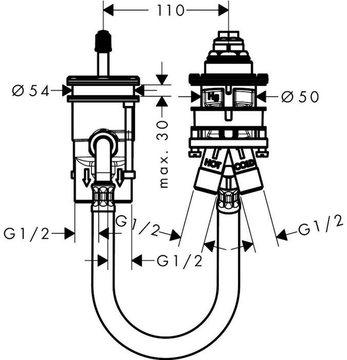 Hansgrohe Metropol Встраиваемая часть смесителя для ванны