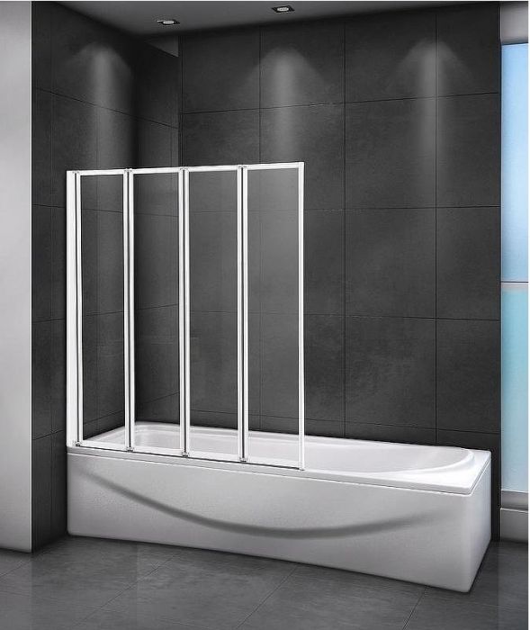 Шторка на ванну Cezares Relax 100x140 RELAX-V-4-100/140-C-Bi профиль Жемчужно-серый стекло прозрачное