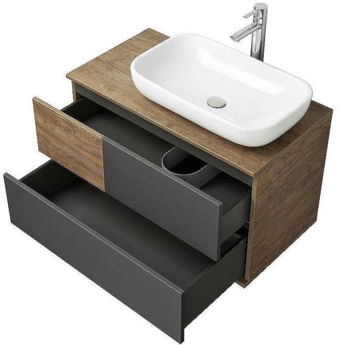 Тумба под раковину Aquaton Терра 85 1A247201TEKA0 подвесная Дуб кантри Антрацит