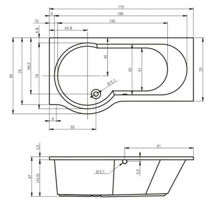 Акриловая ванна RIHO Dorado 170x75 R, BA8000500000000 Акриловая ванна RIHO Dorado 170x75 R, BA8000500000000
