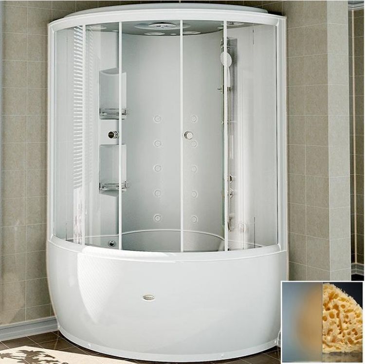 Душевой бокс Radomir Лаура 128x128 1-04-1-0-5-0891 с баней профиль Белый стекло матовое