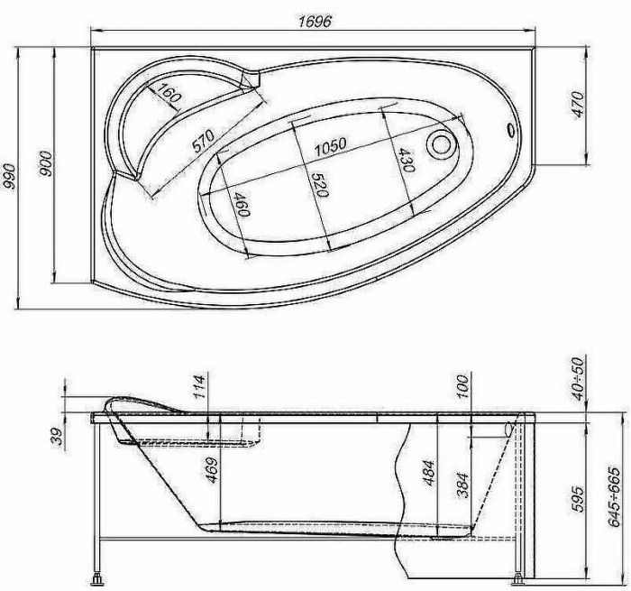 Акриловая ванна Aquanet Jersey 170x90 L 205405 без гидромассажа