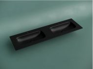 Раковина накладная мебельная CERAMICANOVA Grace прямоугольная, с двумя чашами и отверстиями под смеситель, цвет черный матовый, CN7023MB