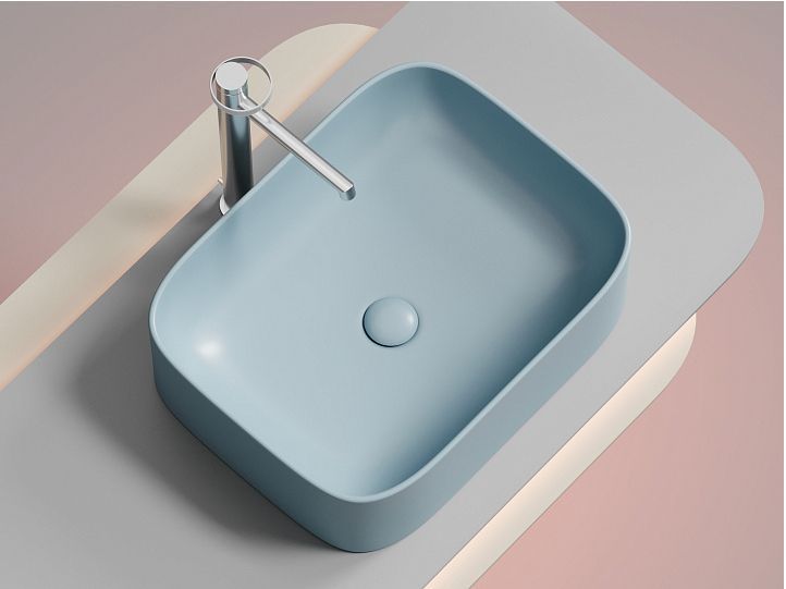 Умывальник CERAMICANOVA Element чаша накладная прямоугольная (цвет Голубой Матовый) CN6052ML