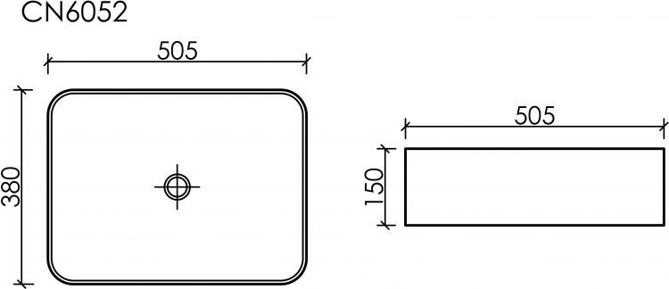 Умывальник CERAMICANOVA Element чаша накладная прямоугольная (цвет Голубой Матовый) CN6052ML