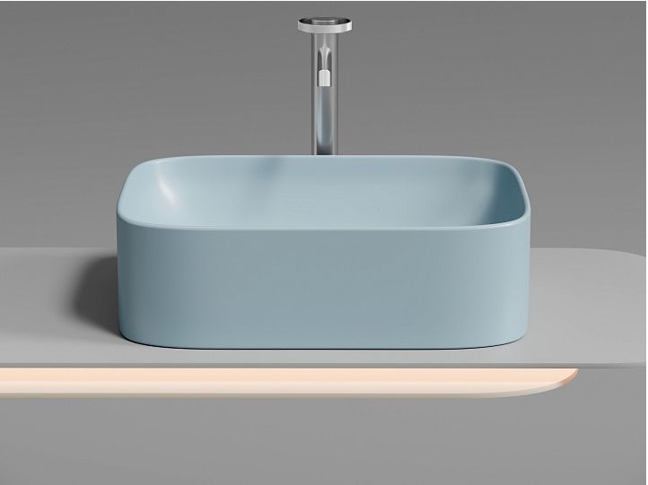 Умывальник CERAMICANOVA Element чаша накладная прямоугольная (цвет Голубой Матовый) CN6052ML