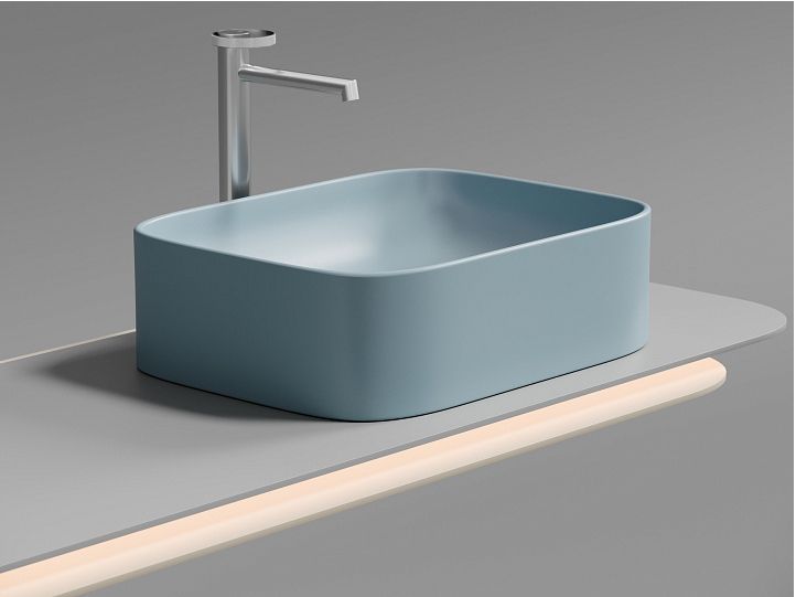 Умывальник CERAMICANOVA Element чаша накладная прямоугольная (цвет Голубой Матовый) CN6052ML