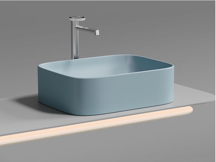 Умывальник CERAMICANOVA Element чаша накладная прямоугольная (цвет Голубой Матовый) CN6052ML
