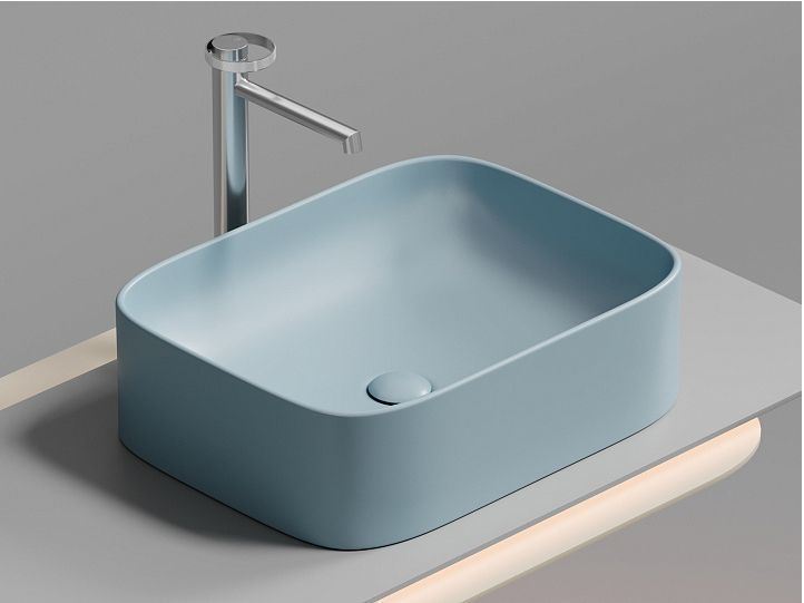 Умывальник CERAMICANOVA Element чаша накладная прямоугольная (цвет Голубой Матовый) CN6052ML