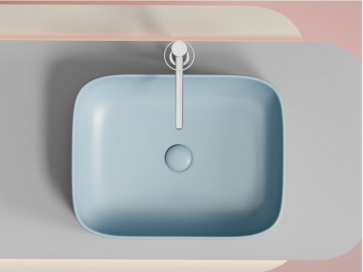 Умывальник CERAMICANOVA Element чаша накладная прямоугольная (цвет Голубой Матовый) CN6052ML