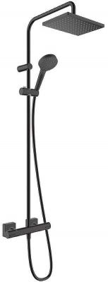 Душевая система Hansgrohe Vernis Shape Showerpipe 230 1jet EcoSmart 26097670 с термостатом Черный матовый