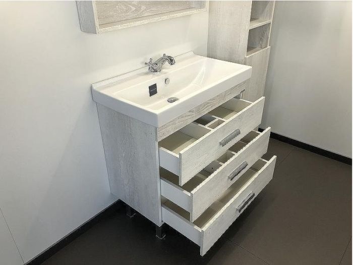 Тумба с раковиной Comforty Никосия 80Н 00004142204 Дуб белый