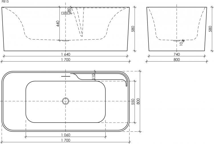 Ванна SANCOS Sigma акриловая отдельностоящая, белый 1700x800x580мм, FB15 Ванна SANCOS Sigma акриловая отдельностоящая, белый 1700x800x580мм, FB15