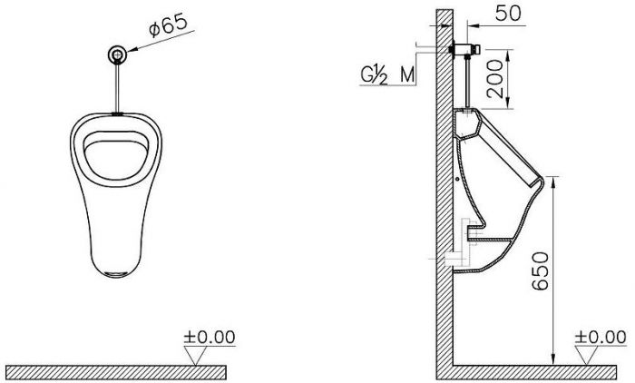 Смывное устройство для писсуара Vitra Arkitekt 310-2602 Хром