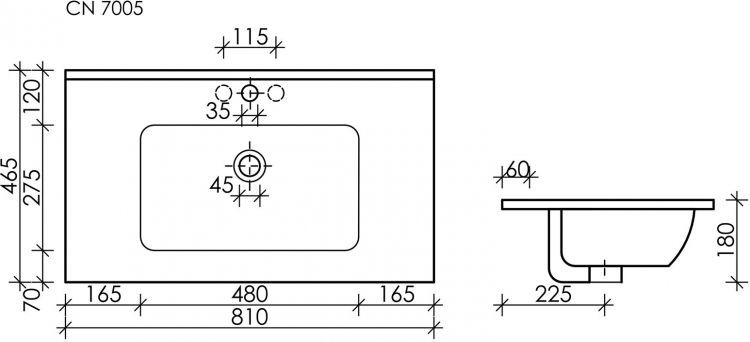 Раковина накладная SANCOS Element, черный матовый 810х465х180мм, CN7005MB