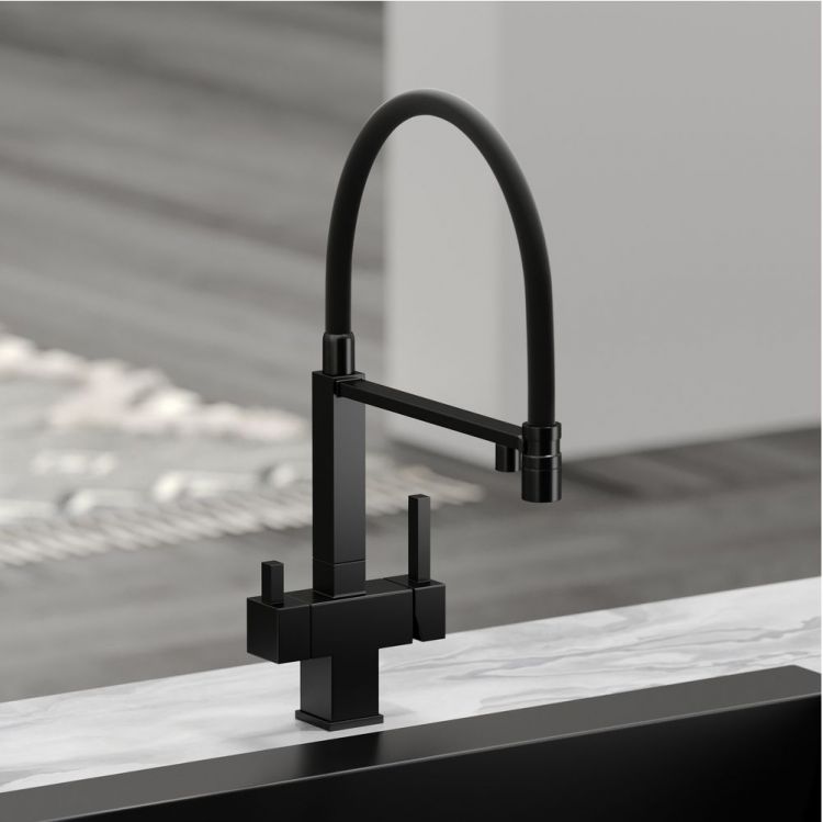Смеситель для кухни Sancos Moro с гибким изливом, цвет матовый черный/черный, SC4006MB