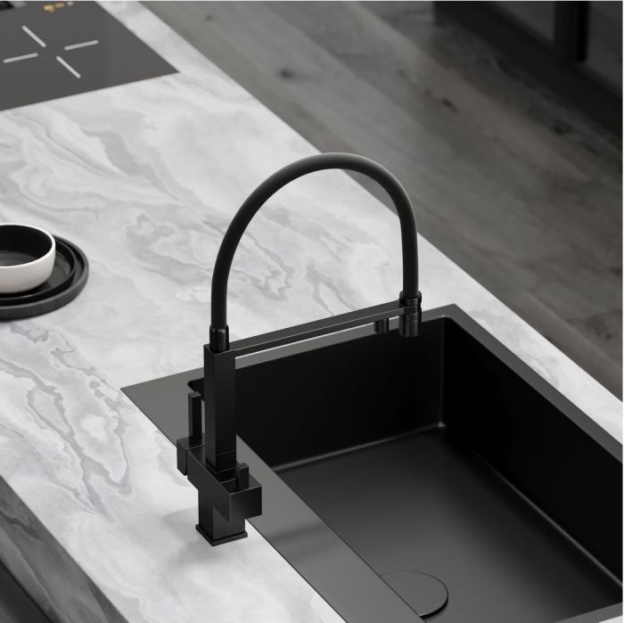 Смеситель для кухни Sancos Moro с гибким изливом, цвет матовый черный/черный, SC4006MB