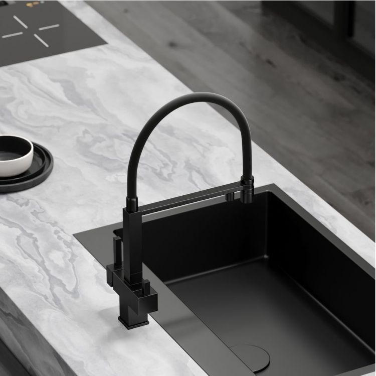 Смеситель для кухни Sancos Moro с гибким изливом, цвет матовый черный/черный, SC4006MB