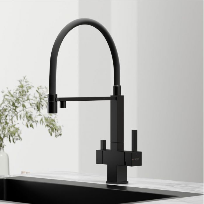 Смеситель для кухни Sancos Moro с гибким изливом, цвет матовый черный/черный, SC4006MB