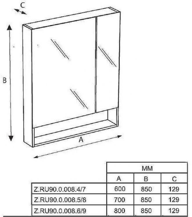 Зеркальный шкаф Roca The Gap 60 ZRU9302885 Белый глянцевый