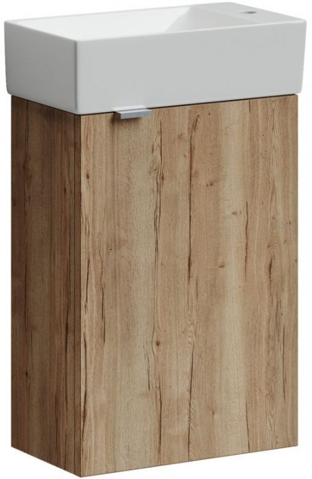 Тумба подвесная SANCOS под раковину Mini, правая, дуб галифакс натуральный 355х205х500, MN35EGR