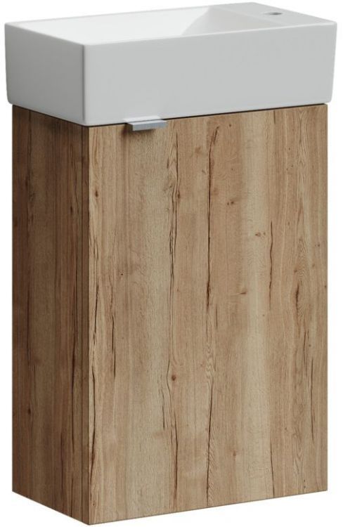 Тумба подвесная SANCOS под раковину Mini, правая, дуб галифакс натуральный 355х205х500, MN35EGR