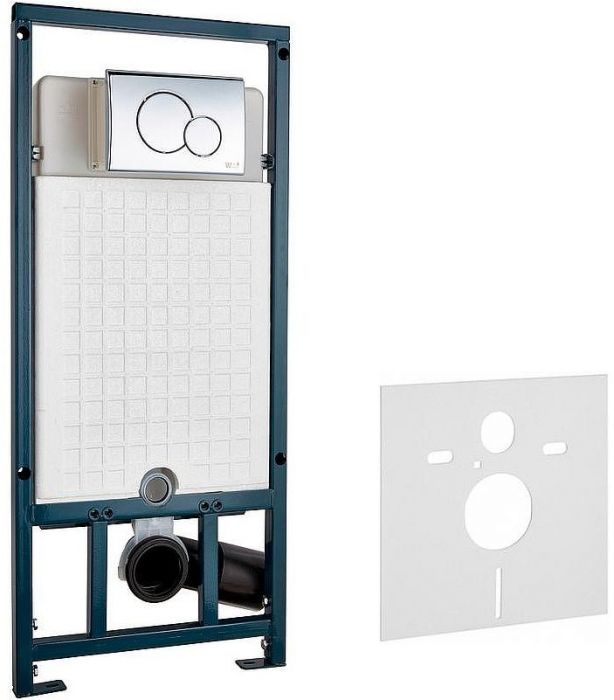 Комплект унитаза WeltWasser Merzbach 043 GL-WT 10000009939 с сиденьем Микролифт и инсталляцией WeltWasser WW Marberg 507 10000005949+10000005952 с клавишей смыва Хром глянцевый