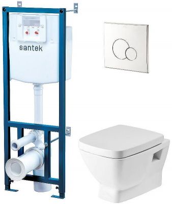 Комплект унитаза с инсталляцией Santek Нео Пэк 1WH501543 с сиденьем Микролифт и клавишей смыва Хром