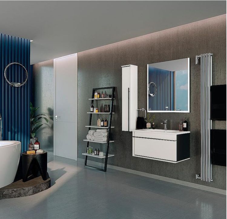 Шкаф пенал Roca Aneto 23 L 857431806 подвесной Белый глянец Черный матовый