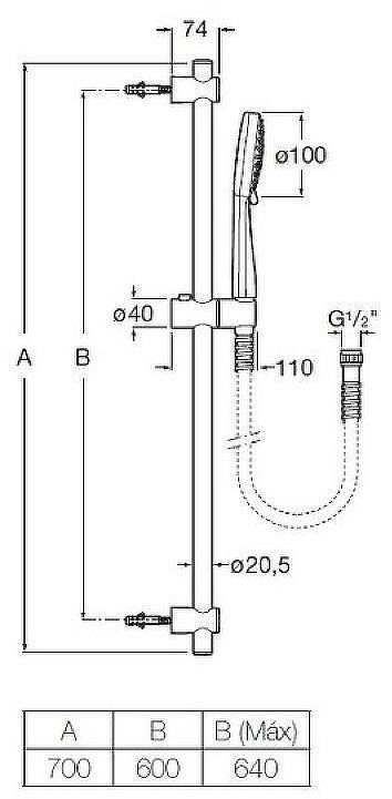 Душевой гарнитур Roca Stella 5B1D03C00 Хром