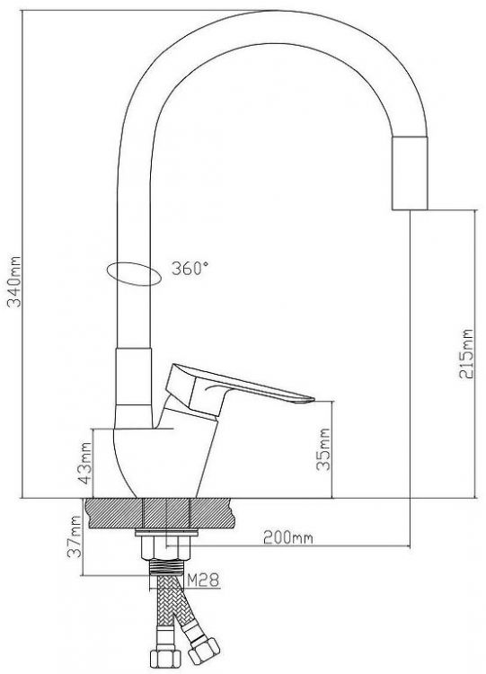 Смеситель для кухни Boou B8274-10F-E307A цвет Черный Хром