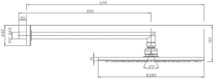 Верхний душ Bossini Cosmo H70596H.073 Черный матовый