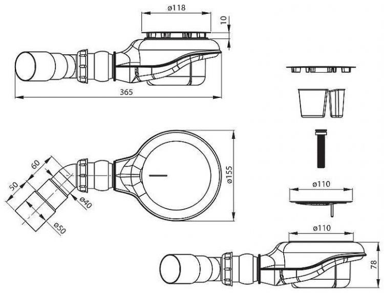 Сифон для душевого поддона Deante NHC_029C Хром Сифон для душевого поддона Deante NHC_029C Хром