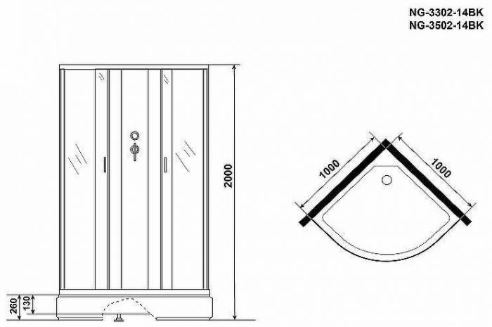 Душевая кабина Niagara Classic 100x100 NG-3502-14BK без гидромассажа