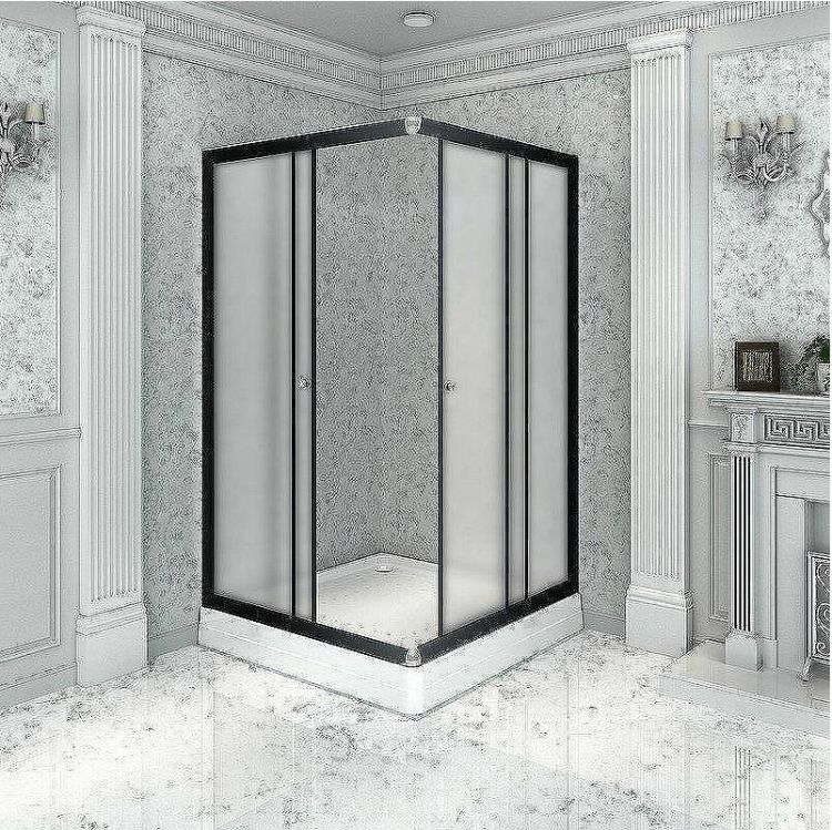 Душевой уголок Radomir Дрим 100x90 L 1-03-6-1-0-1211 профиль Черный стекло матовое